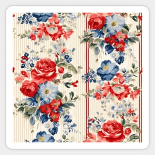 Red White and Blue Patriotic Shabby Floral Sticker